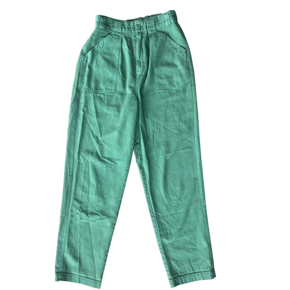 Free People Green High Rise Utility Carpenter Pants Womens XS Tapered Leg XS